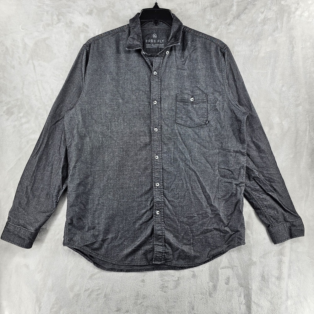Free Fly Apparel Mens‎ Size XL Gray Dress Shirt Bamboo
